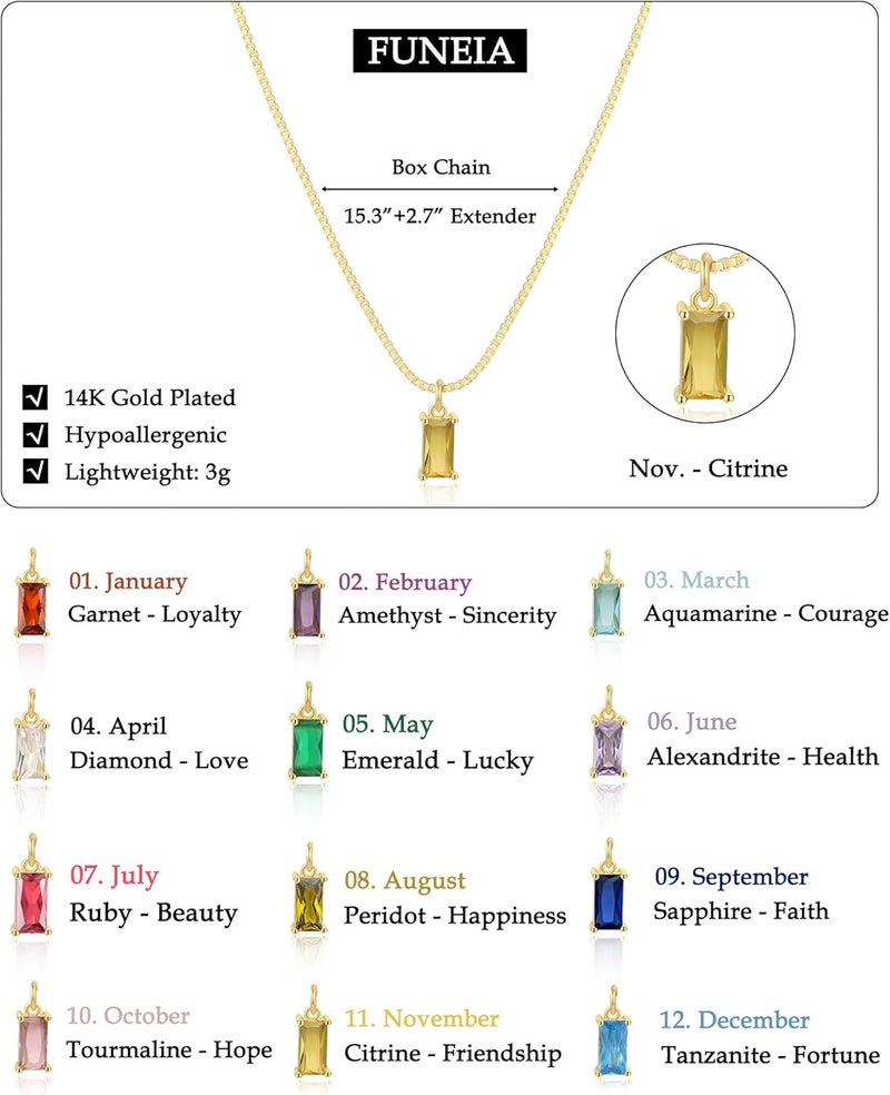 FUNEIA Diamond Necklaces for Women 14K Gold Plated Emerald Birthstone Necklace for Women Mothers Dainty Gold Necklace Blue Green Cubic Zirconia Pendant Necklace Birthday Gifts for Women Jewelry - Image 5